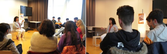 Nun dos momentos compartidos na biblioteca co alumnado de 4º da ESO 